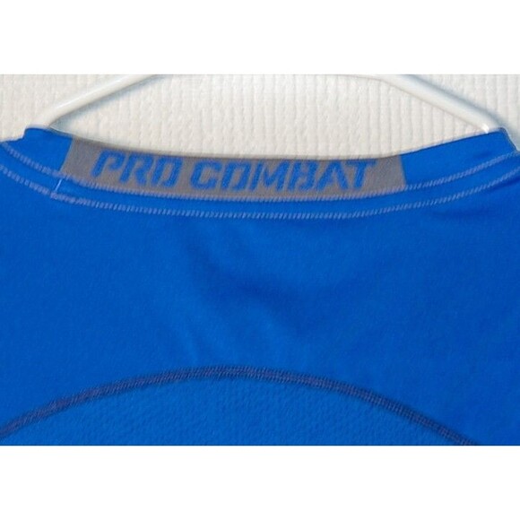 Nike Pro Combat Shirt Mens Medium Blue Long Sleeve Core Fitted Stretch Dri-Fit - Picture 7 of 8